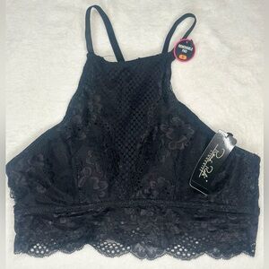 Women’s Size Small Bra Padded Pink Lace Lingerie Rene Rofe Nylon $28 Black